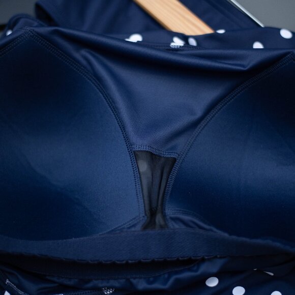 Lands' End Tankini Swim Set Women's 2X 20W 22W Blue Polka Dot Top & Bottom NWT - Picture 9 of 13